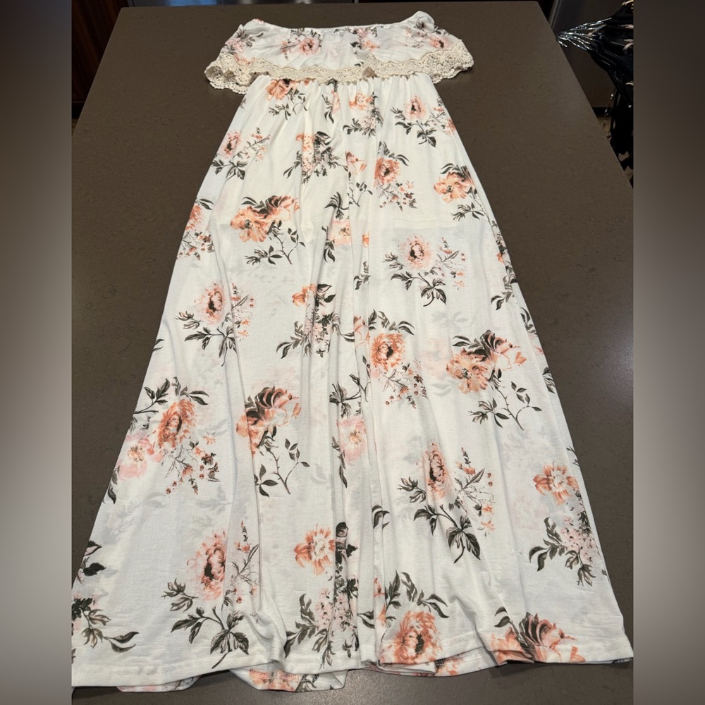Justify White Floral Off-Shoulder Maxi Dress, Xl